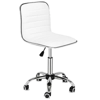 2pcs fch horizontal bar chair rotatable lift office chair armless white cushion silver five star feet pu leatherus stock