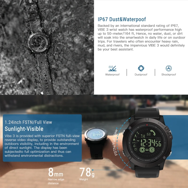 FXM VIBE 3 3S GMT Zwei Orten Alle tag Activity Rekord Sport 33 Monat Lange Standby Informationen Erinnerung smartwatch Smart Uhr|Мужские