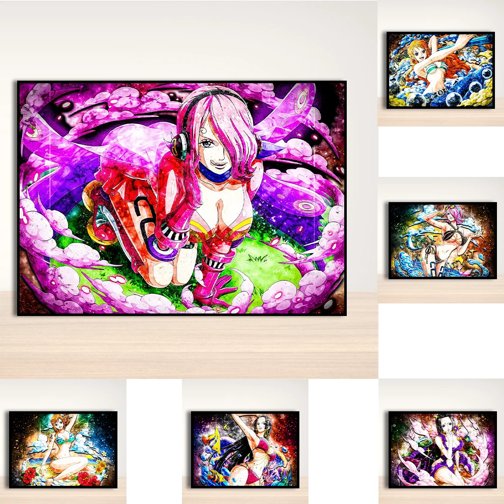 

One Piece Watercolor Sexy Nami, Nick Robin Posters Japanese Anime Prints Canvas Wall Art Paintings for Living Room Home Decor