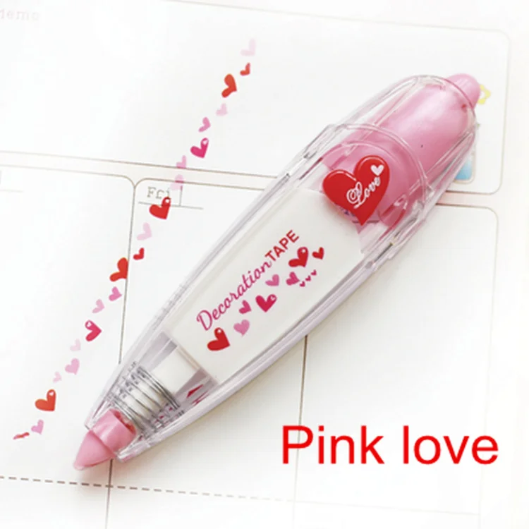 Pink heart Новая кружевная Корректирующая лента с изображением милых животных, ленты для букв, книг, сделай сам, corretivo escolar fita, канцелярские принадлежности, школьные принадлежности 6562 - Цвет: Pink heart