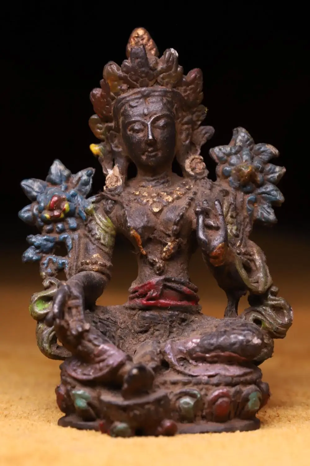 

Свадебное украшение Тибетский монастырь коллекция старых бронз ручное биение, Долбление, изображение статуи Будды Гуаньинь