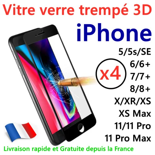

For iPhone 11/Pro/X/XS MAX 8/7/6 S/SE VERRE TREMPE INTEGRAL VITRE PROTECTION FILM 3D