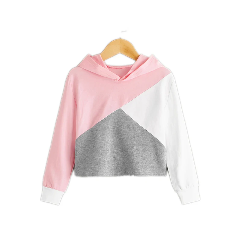SHEIN Kiddie/Укороченный свитшот с капюшоном для маленьких девочек; Детские топы; коллекция года; осенние повседневные толстовки с длинными рукавами для подростков