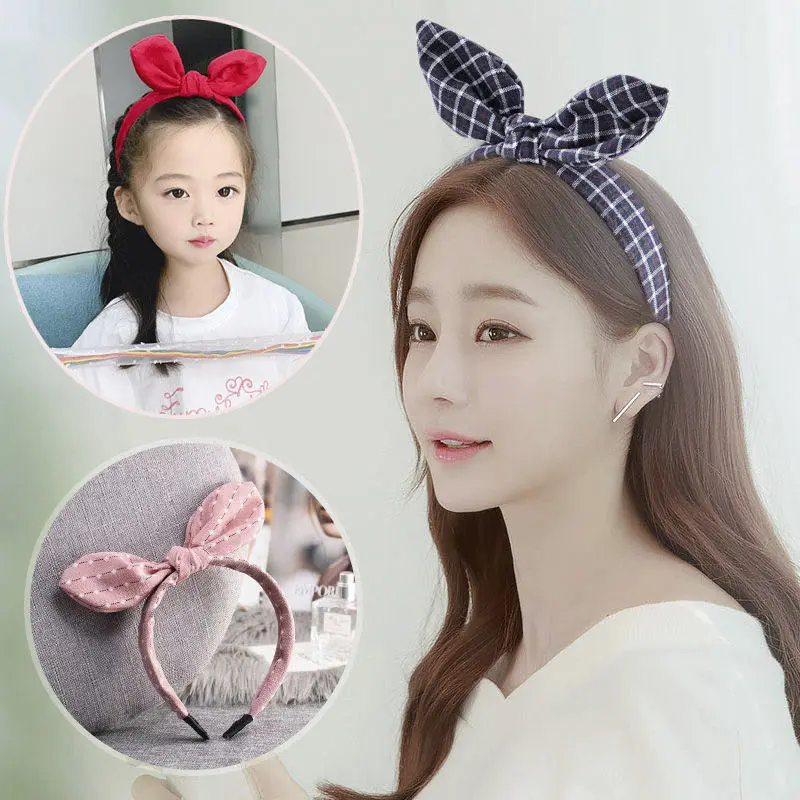 

Headband woman wash face anti-slip fabric rabbit ear headband students Korean version of cute hair clip headband accessories