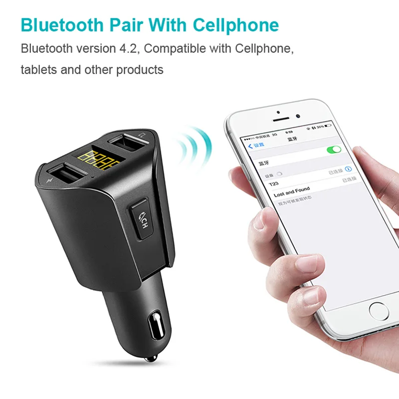 Автомобильный Bluetooth-передатчик AGETUNR T23 с двумя USB-портами | Автомобили и мотоциклы