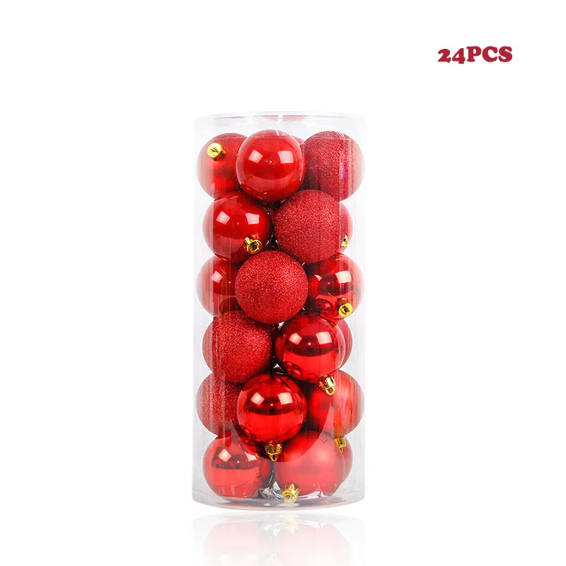 Red 24 шт./партия, цветные рождественские шары 3-4-6-8 см, блестящие шары для рождественской елки, украшение для дома, украшение для бара и вечеринки - Цвет: Red