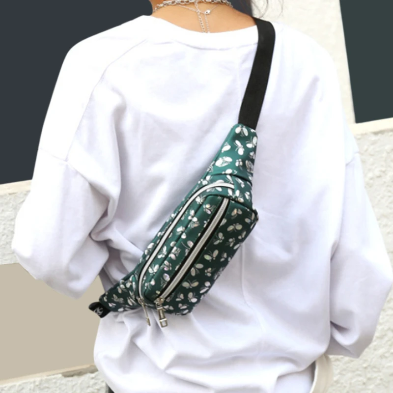

Women Waist Pack Trend 2021 Butterfly Printing Chest Bag Pu Leather Shoulder Crossbody Bags Handbag Purse Phone Bag Street Style