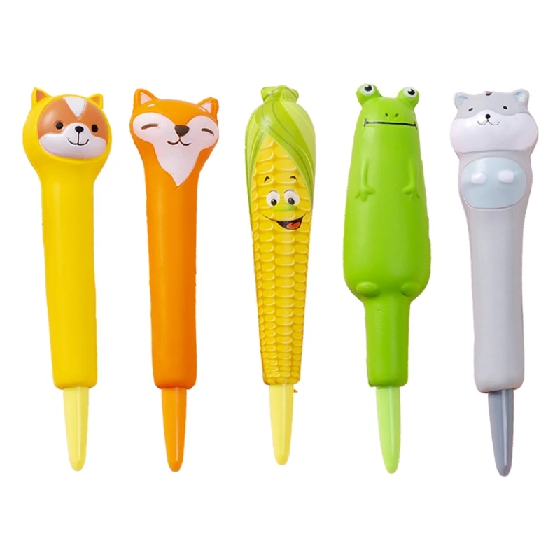 

Pack of 5 Cute Cartoon Gel Pens 0.38mm Universal Pen Refill Decompression Toys Soft Sponge Gel Pen Set for Students Kids