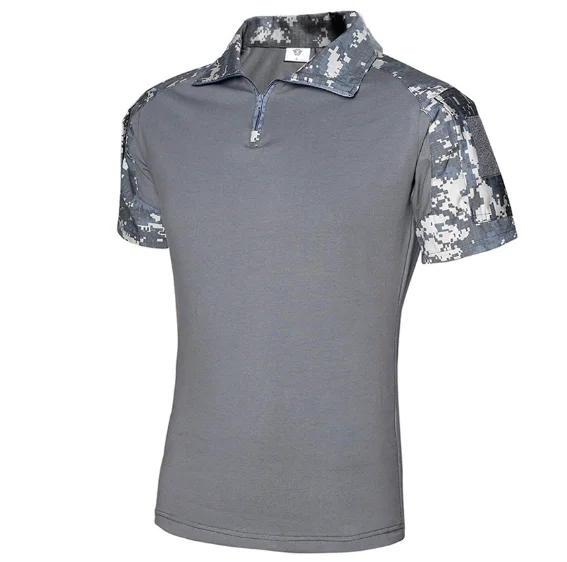 Outdoor Short Sleeve Polo Shirt ACU CP Desert Camouflage Tactical Military Uniform Absorb Sweat Hunting Men Combat Army Suit |