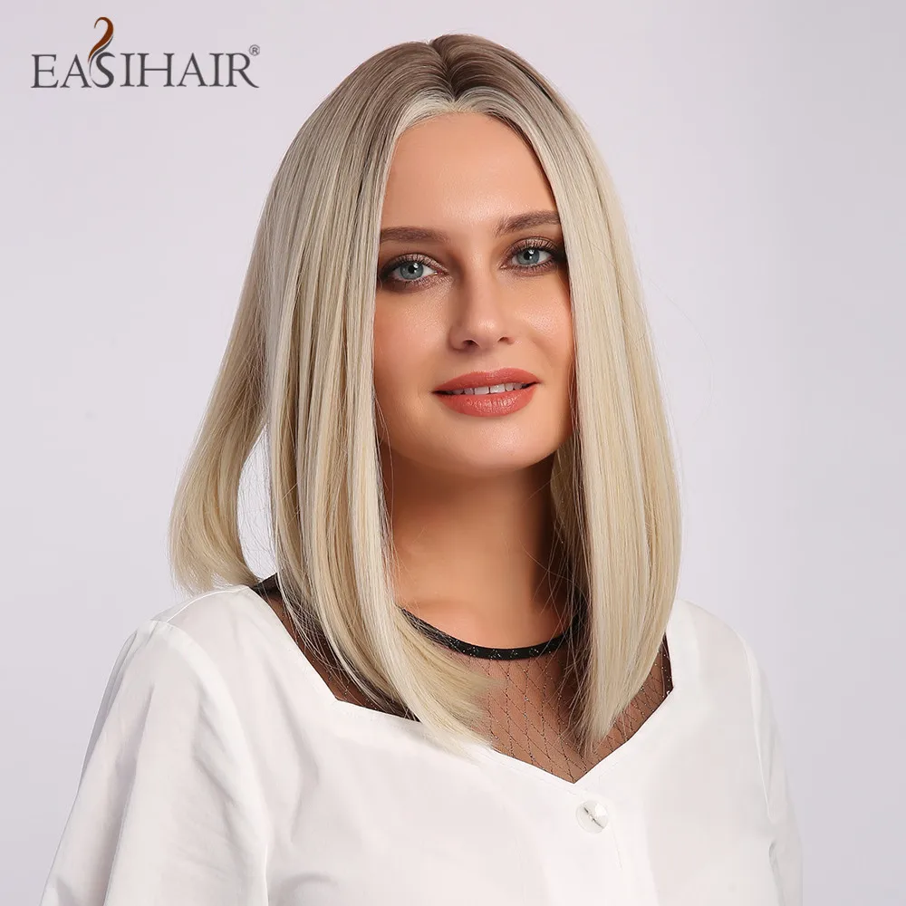 Женский парик из синтетических волос EASIHAIR, парики из синтетических волос с волнистыми прямыми термостойкими париками для косплея - изображение