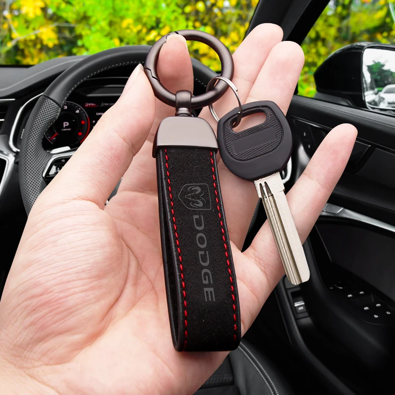 

Luxury Suede Leather Car Keychain Women Men Gift Auto Key Ring Interior Accessories For Dodge Charger SXT Challenger Avenger RAM