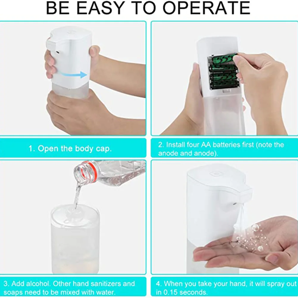 

350ML Automatic ABS Soap Dispenser Spray with Sensor Touchless for Kitchen Bathroom Washroom Liquid Soap