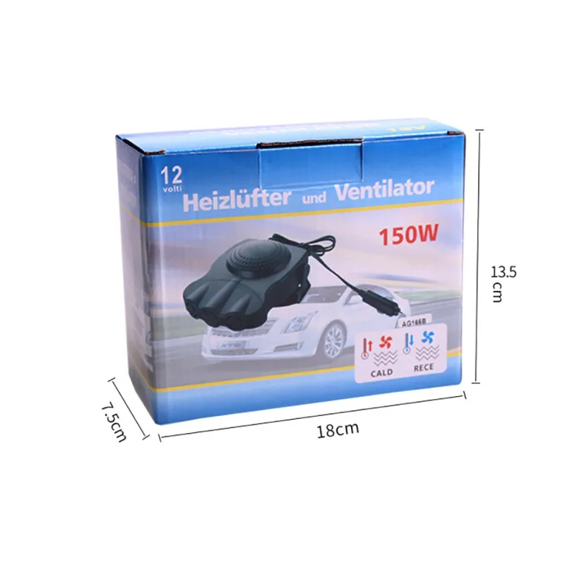 

Protable Auto Car Heater Heating Cooling Fan Windscreen Window Demister Desfroster Driving Defroster Demister 12V 150W 7801