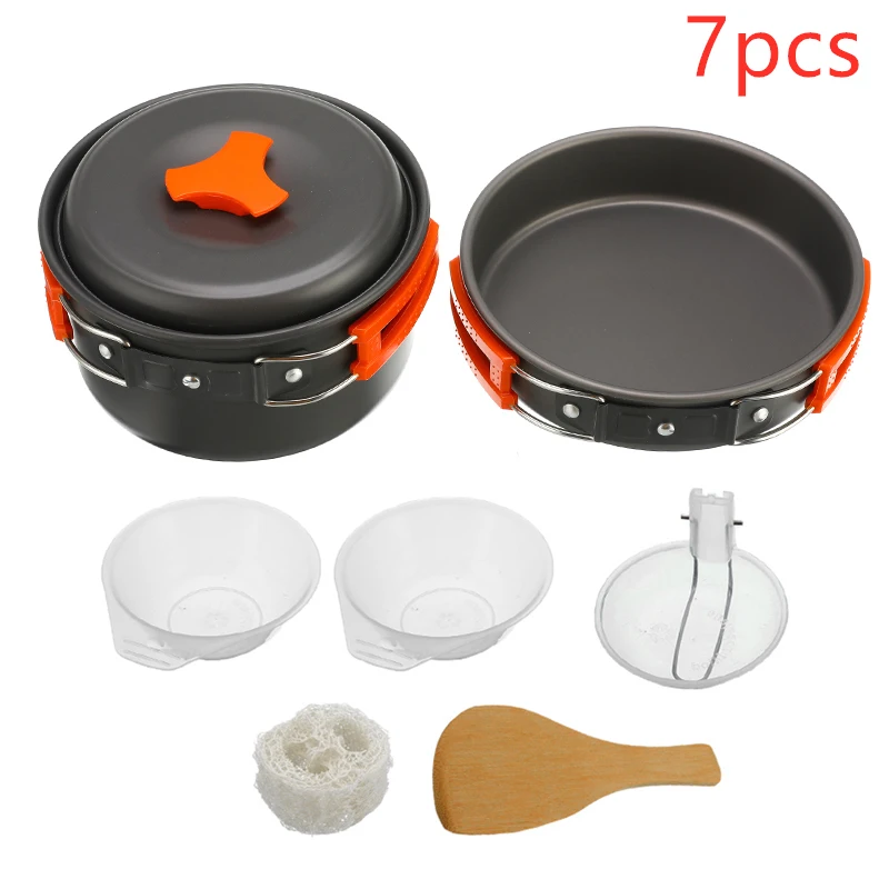 7 шт./компл. уличная посуда для кемпинга алюминиевая сковорода миска ложка супа