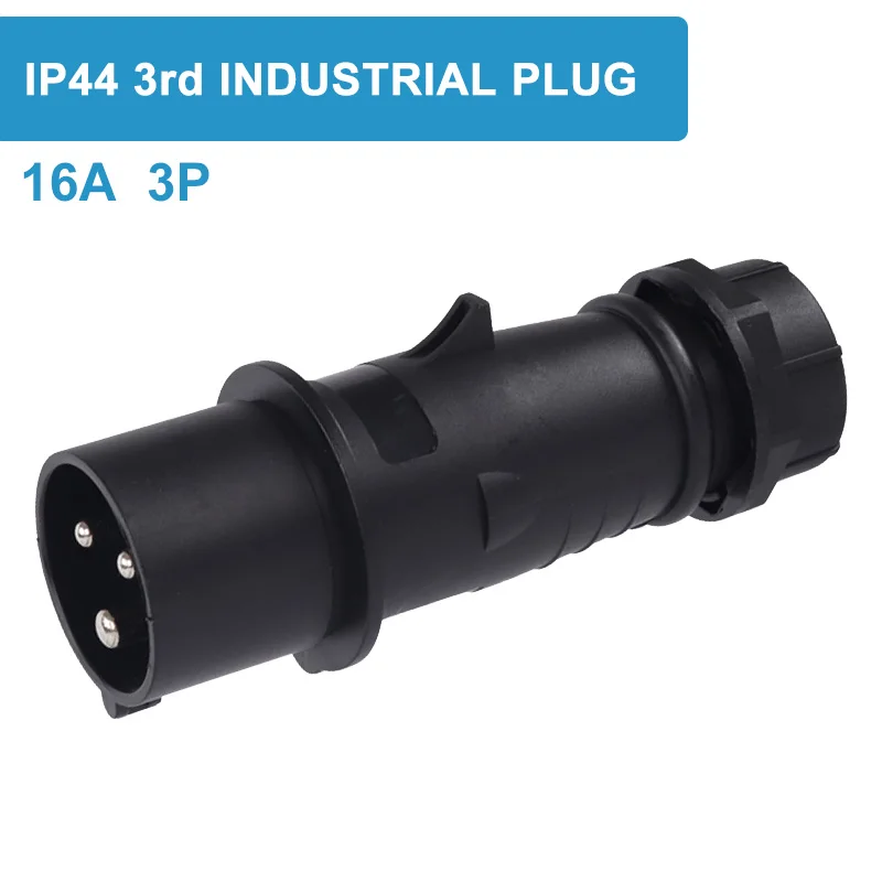 Черная Водонепроницаемая промышленная пробка и розетка 3 ядра 3P 16A сценическое