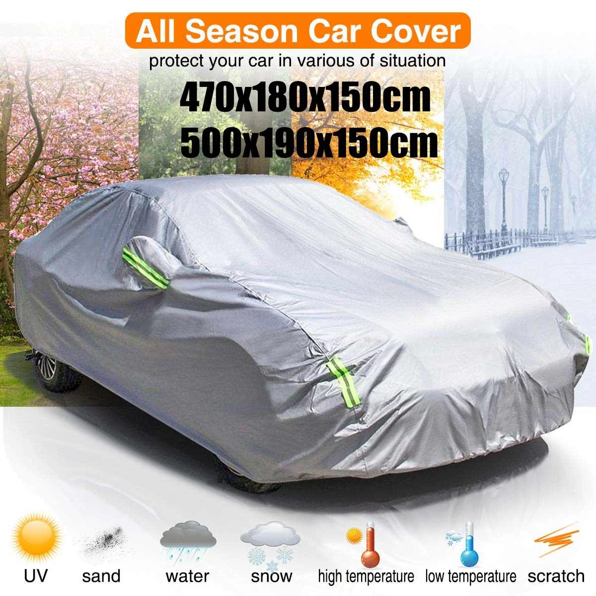 

210T Universal Full Car Cover Waterproof Anti UV Sunproof Dust Scratch Resistant Automobile Cover Indoor Outdoor Protector Cover