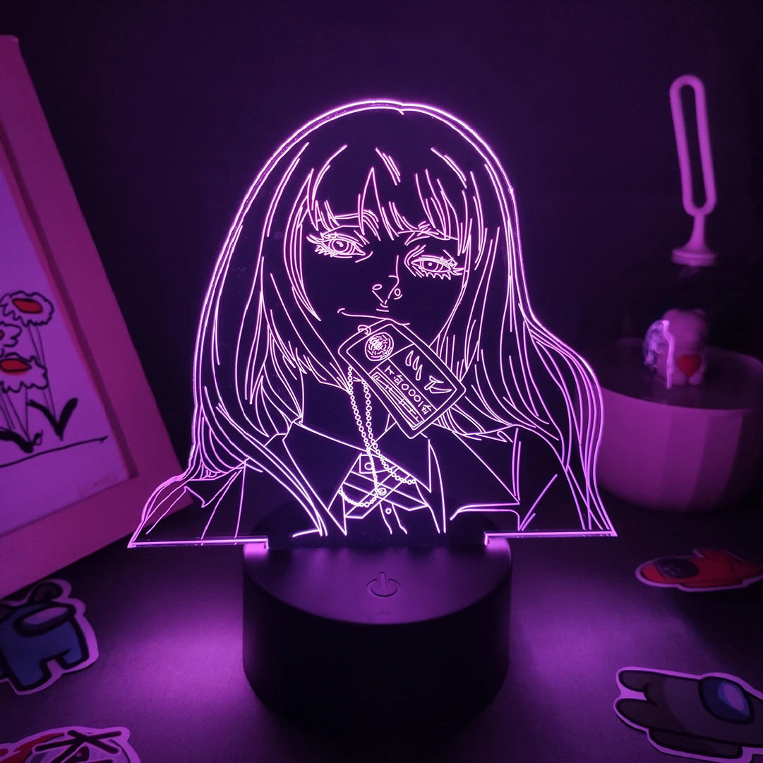 

Kakegurui Anime Lamp 3D LED RGB Neon Night Lights Manga Gifts For Friends Bedroom Bedside Table Decor Jabami Yumeko Collectibles