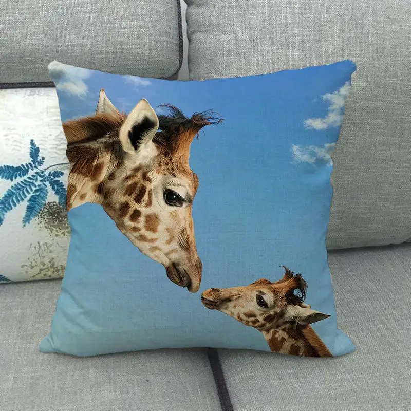45cm*45cm face of Giraffe high quantity cushion cover linen/cotton sofa pillow decorative case | Дом и сад