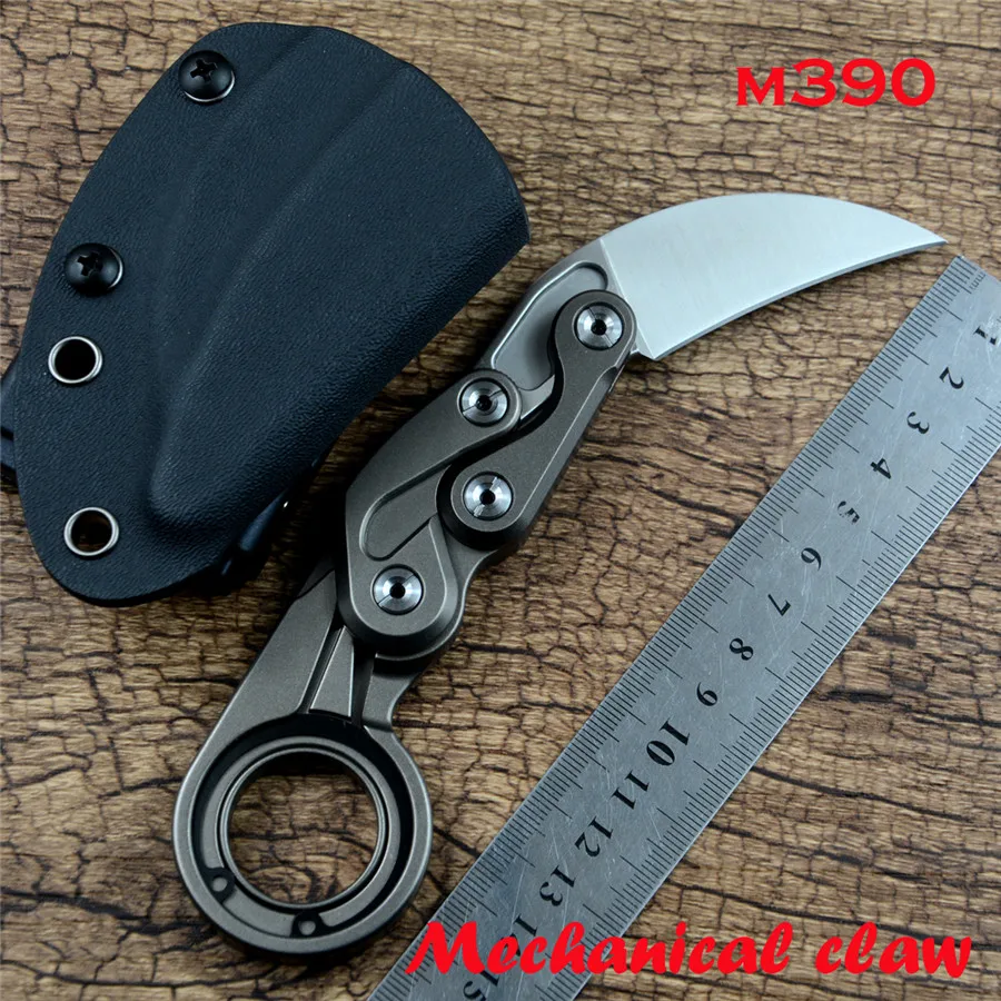 Y-START EDC Folding Pocket Knife Morphing Karambit Mechanical Survival Rescue Claw Knives D2 Blade Stainless Steel Handle