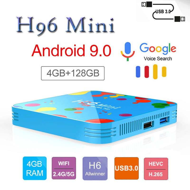 Новейшая ТВ приставка H96mini plus android 9 0 4 Гб RAM128GB Smart tv box H96 Mini h6 H.265 6K поддержка iptv italia