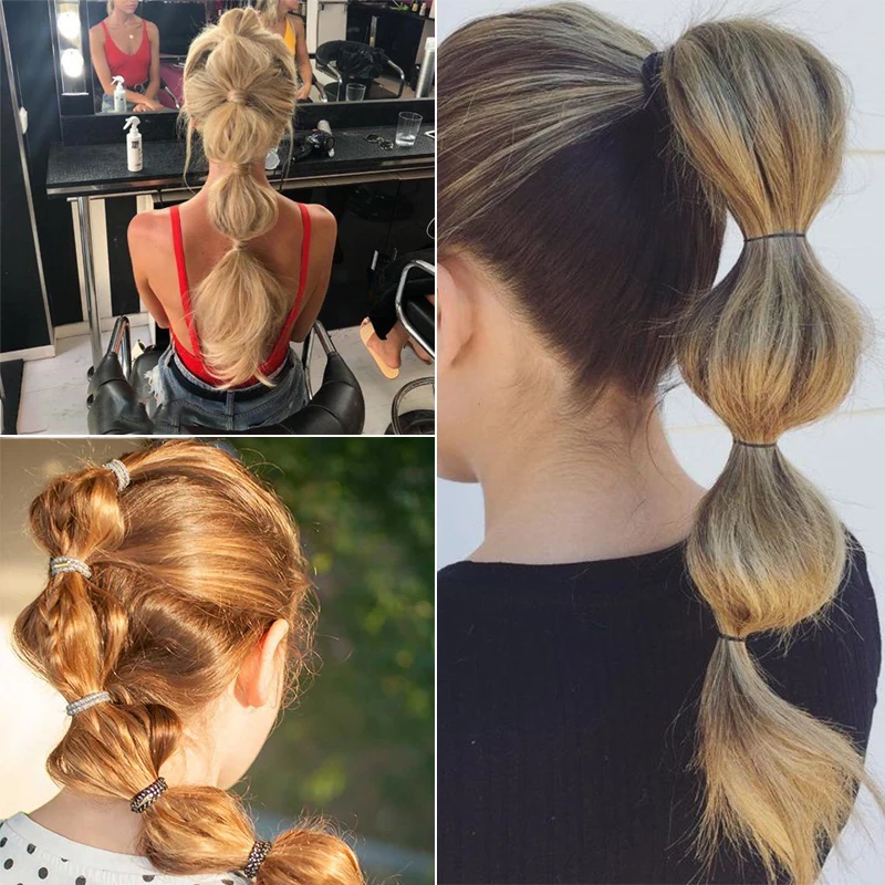 LUPU Long Synthetic Ponytail Bubble Drawstring Clip In Hair Extensions Natural Fake Hair Pieces For Women 5 Sizes Black Brown