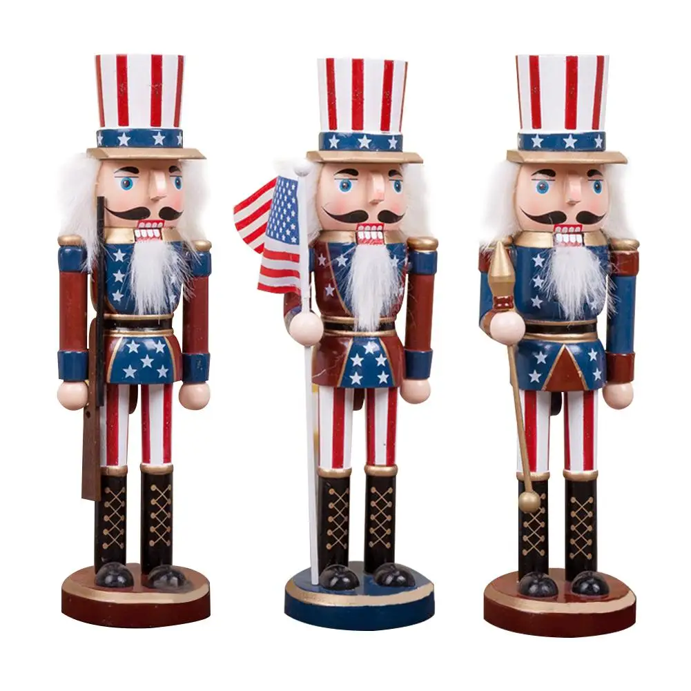 

25cm Christmas Wooden Nutcracker Doll Solider Puppet Figurine Toy Desktop Ornament 2022 New Year Home Decoration Kid Gift