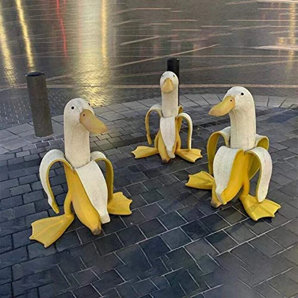 

Whimsical Creative Art-Banana Duck Statue Cute Peeled Banana Duck Art Decorative for Garden Yard Outdoor Decor jlrr