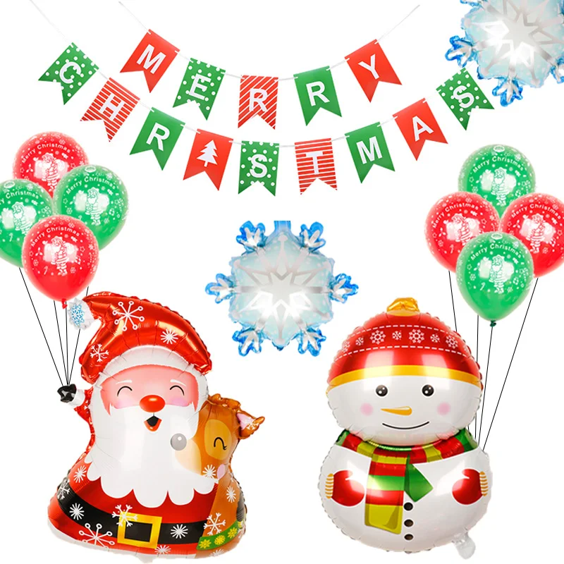

Merry Christmas Decorations Santa Snowman Elk Penguin Snowflake Aluminum Film Balloon Party Decoration Helium Xmas Supplies