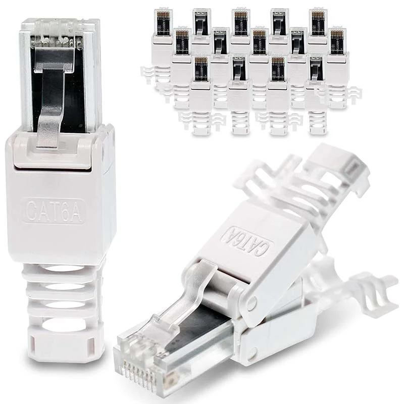 

16 Pieces Network Connectors, Tool-Free CAT6A RJ45 LAN UTP Cable Connector Without Tools CAT6 Installation Cable
