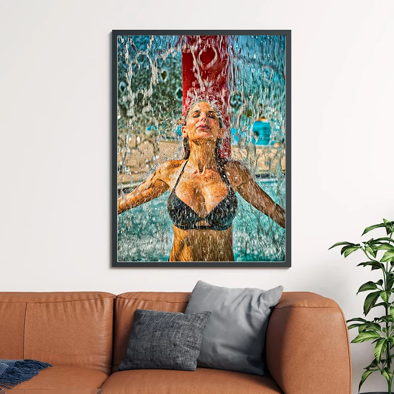 

Sexy Woman Bikini Underwater Swimmer Canvas Painting Swimming Pool Wall Art Posters Modern Photography Pictures Bedroom Decor