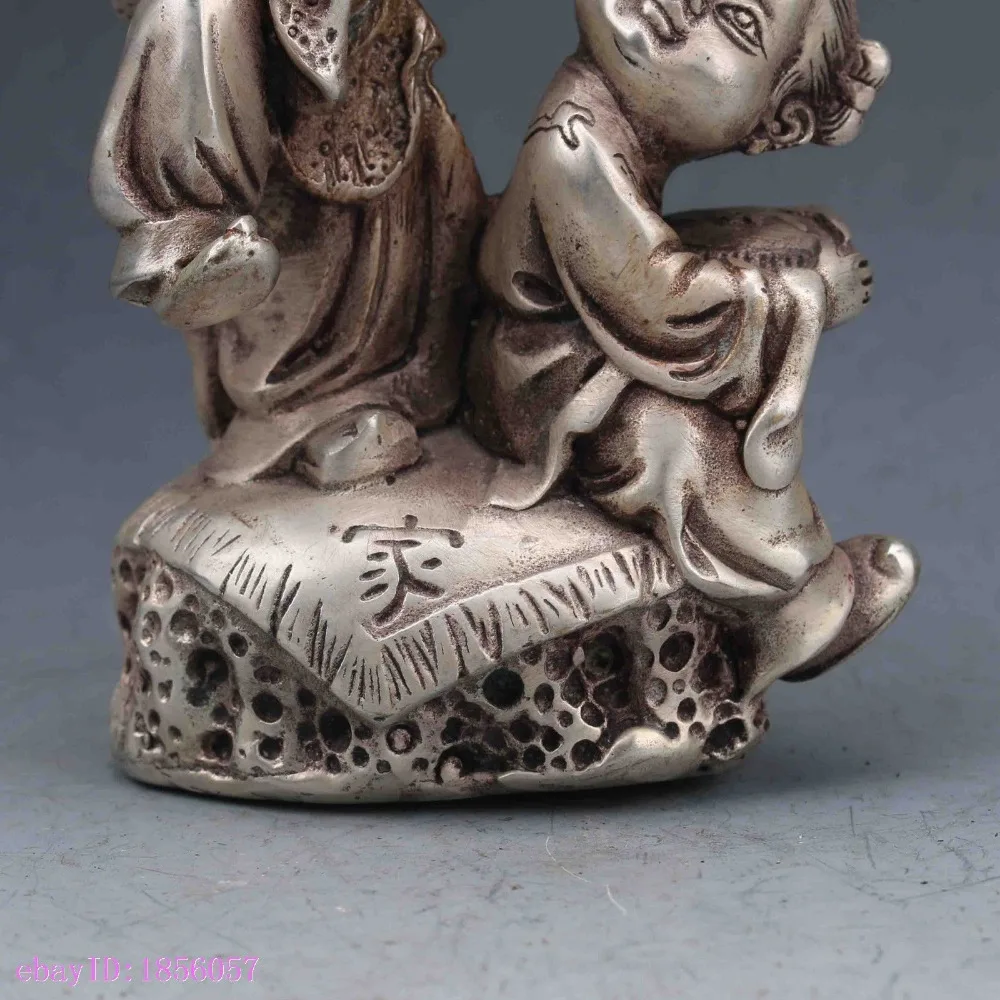 Plata китайская семья армониа estatua Miao plata Талла Мано нинининас и Лотос металлические