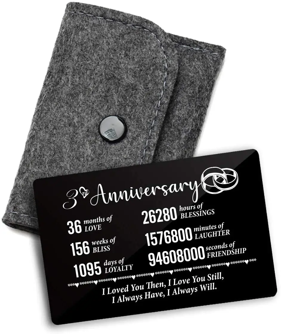 Карточка для 3-летней годовщины подруги кошелек с гравировкой на годовщину