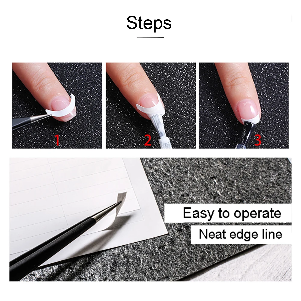 1 Sheet French Nail Art Sticker Crescent Wave Line V-shaped Polish Glue DIY Styling Manicure Tip | Красота и здоровье
