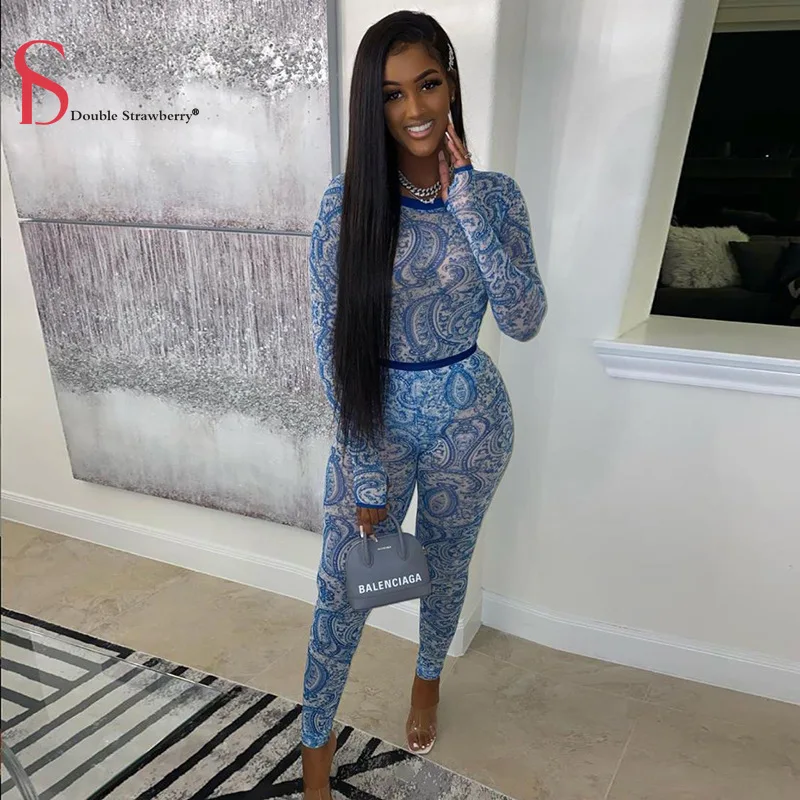 Двойной клубники новые пикантные сетчатые перспектива Печатных Комбинезоны и