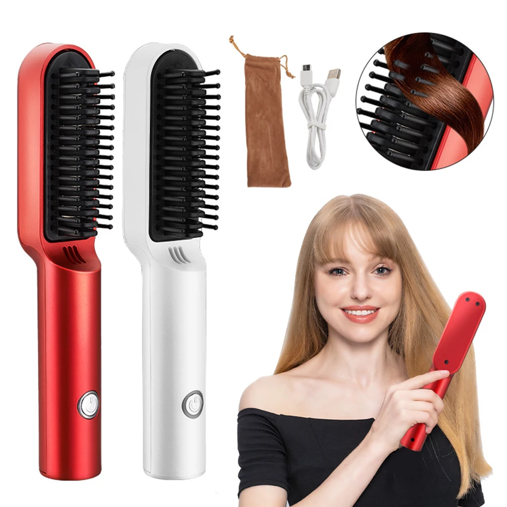 

Multifunctional Rechargeable Thermostatic Straightening Comb and Curling Iron for Hair Styling Hair Curlers Electric Curling