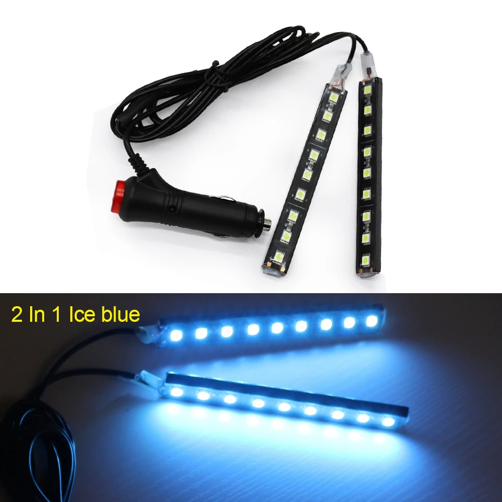 

9 LED 2/4 In 1 Interior 5050 Car Atmosphere Lights Dash Floor Foot Strip Lights Adapter Decorative Lamp