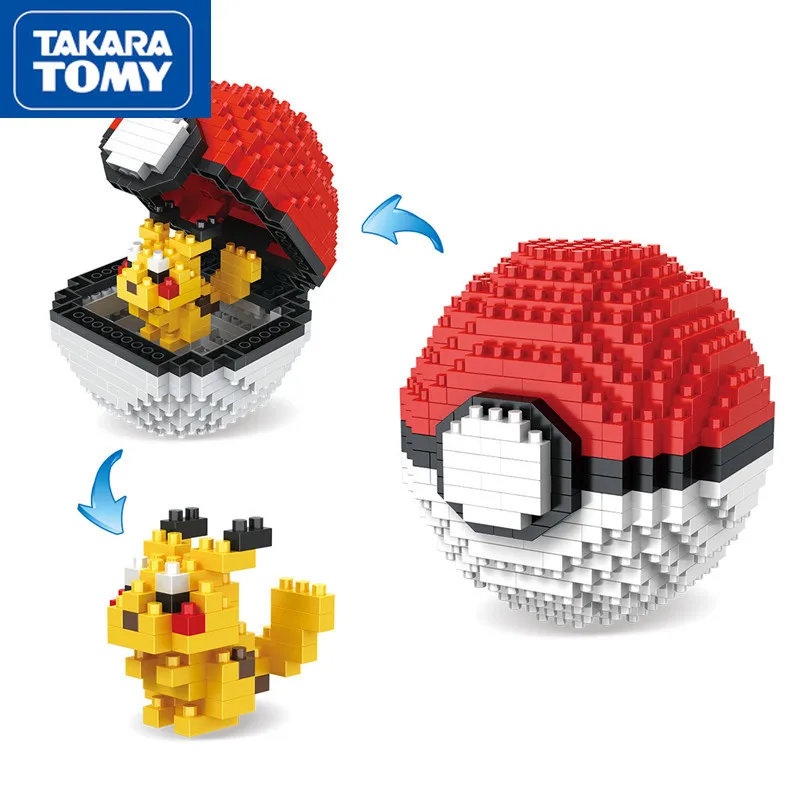 

TAKARA TOMY Pokemon Ball строительные блоки мини-конструктор сборные милые Пикачу мультфильм анимация обучающие игрушки
