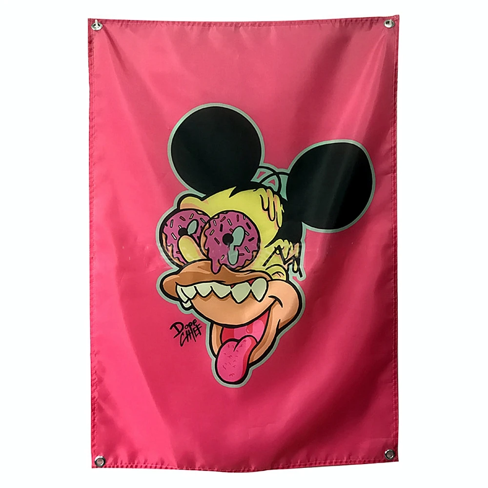 

Scary mouse Cartoon Anime Movie Poster Flag Banner For Living Room Bedroom Decor Bedspread Wall Hanging Tapestry Fabrics