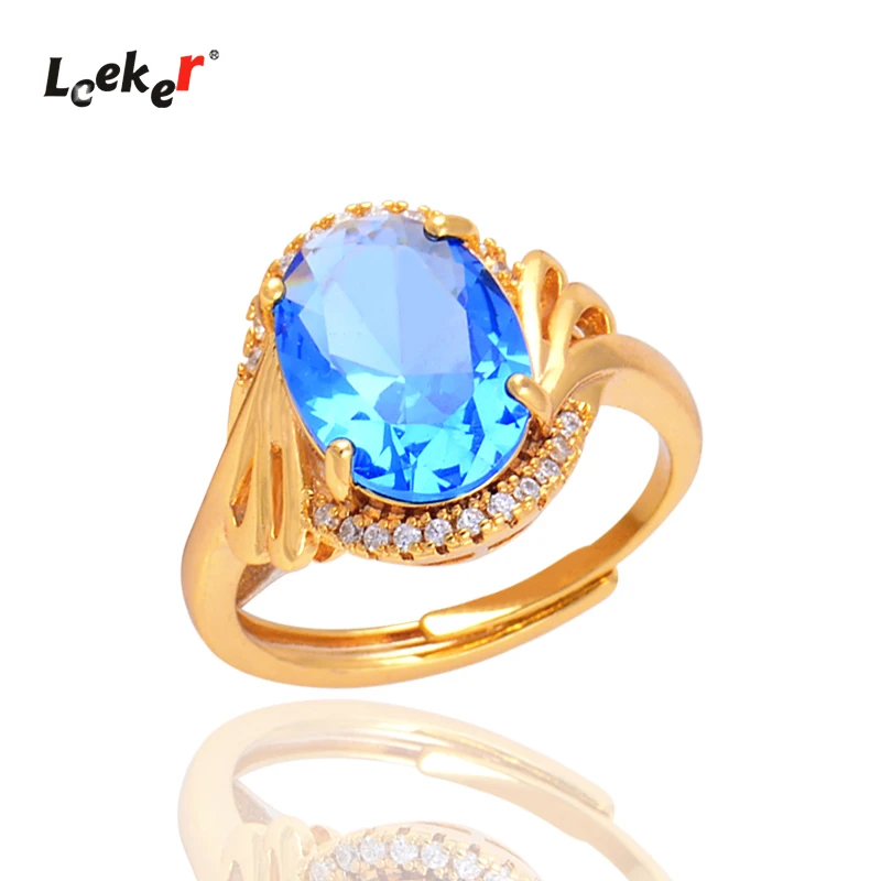 LEEKER 4 цвета s Циркон Камень Золото Цвет кольца для женщин регулируемое кольцо