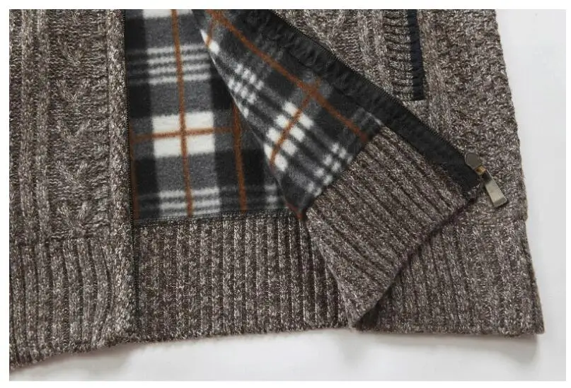 Мужской толстый флисовый зимний свитер кардиган Осенний вязаный Повседневный на