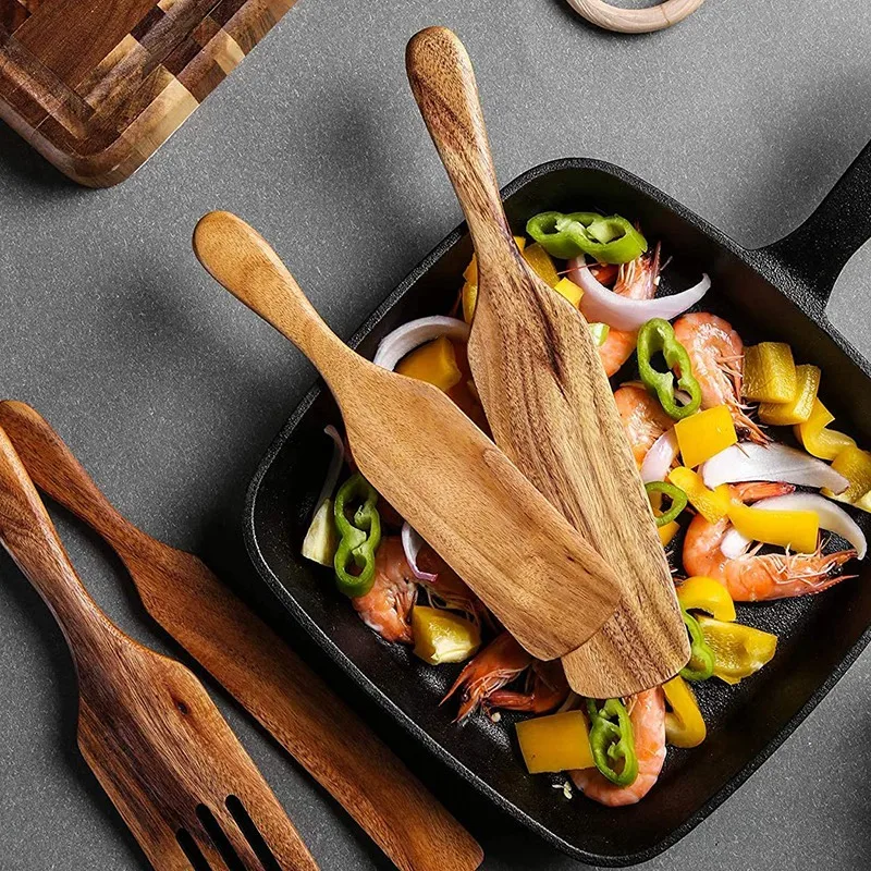 

Wooden Spurtle Non-Stick Kitchen Utensil Set, with Slotted Spurtle Spatula Sets for Serving and Cooking (Set of 7)