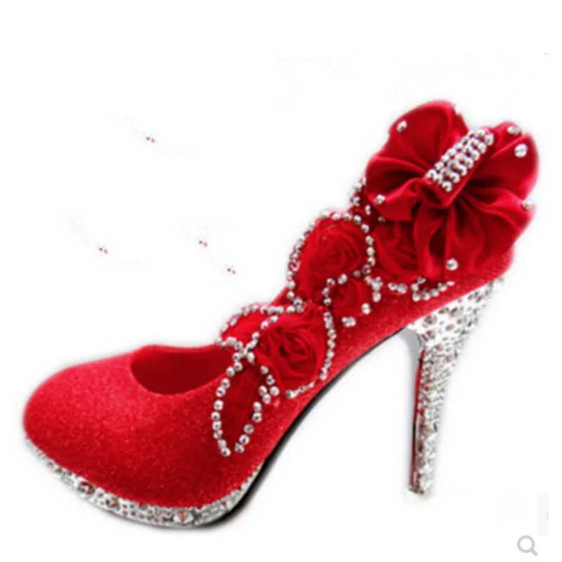 Женские ботинки 3 5 &quotПикантные круглый носок Стразы Цветы в западном стиле с