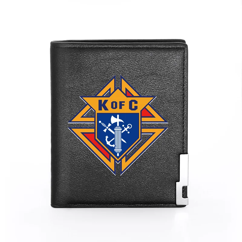 

Men Women Leather Wallet Knights of Columbus Cover Billfold Slim Credit Card/ID Holders Inserts Money Bag Male Short Purses