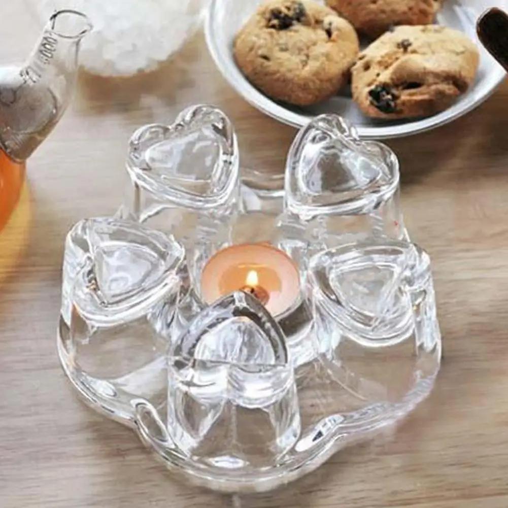 Heart Shape Resistance Glass Flower Teapots Candle Heater Warmer Tea Maker Heating Base Heat-Resisting Night Light Decor Cup