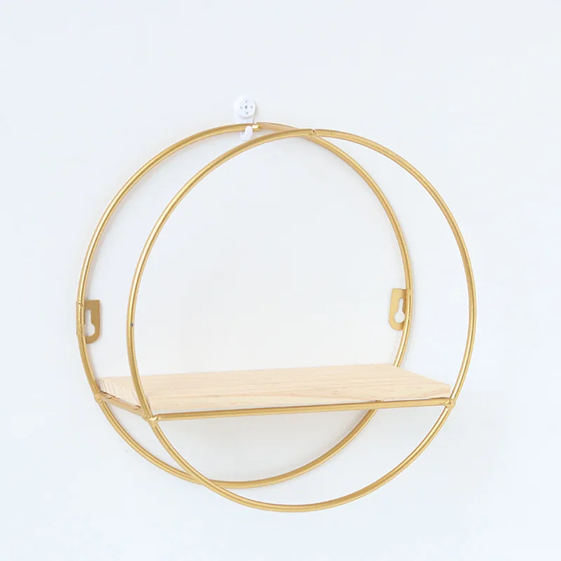 Strongwell Скандинавская железная круглая Золотая настенная полка стеллаж для