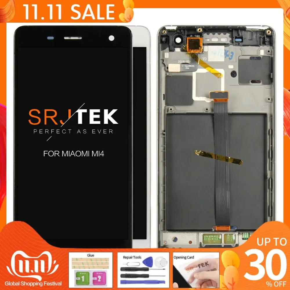 ЖК-дисплей для XiaoMi Mi4 сменный дигитайзер с рамкой в сборе без битых пикселей 5 0