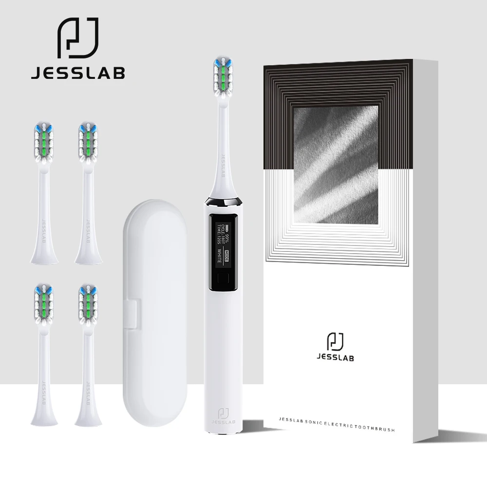 JESSLAB Z30 Sonic Electric Toothbrush Adult Sonic Toothbrush Waterproof Ultrasonic Automatic OLED Screen Smart Mode White Teeth