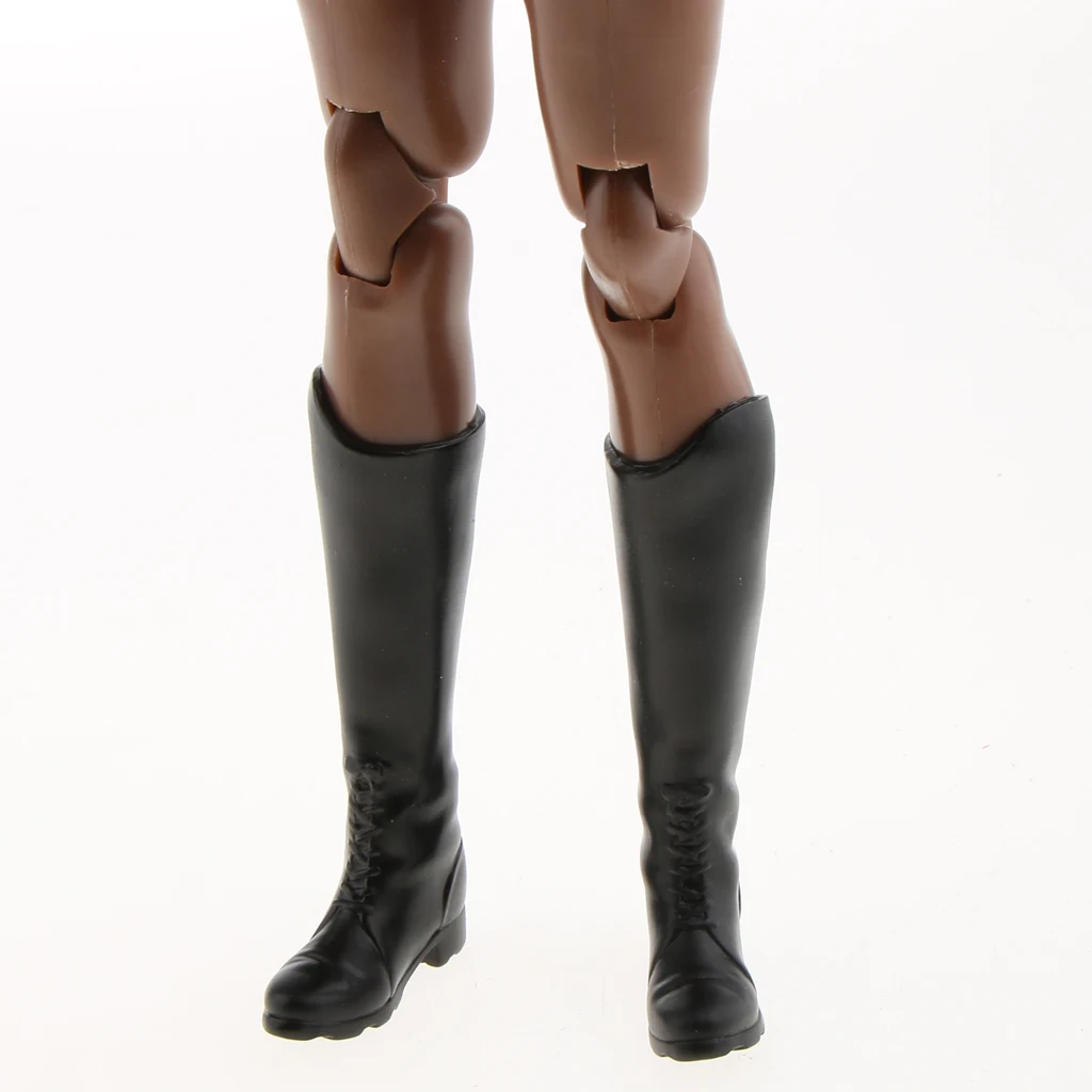 

1 Pair Rubber 1/6 Scale Women's Black Long Boots Shoes for 12 Inch Action Figure Dolls Model Accs