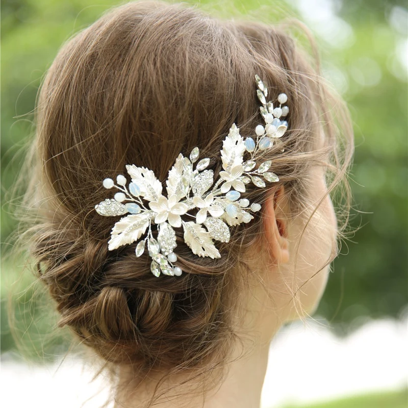 Женские свадебные аксессуары для волос тиара свадебная расческа зажим с цветами