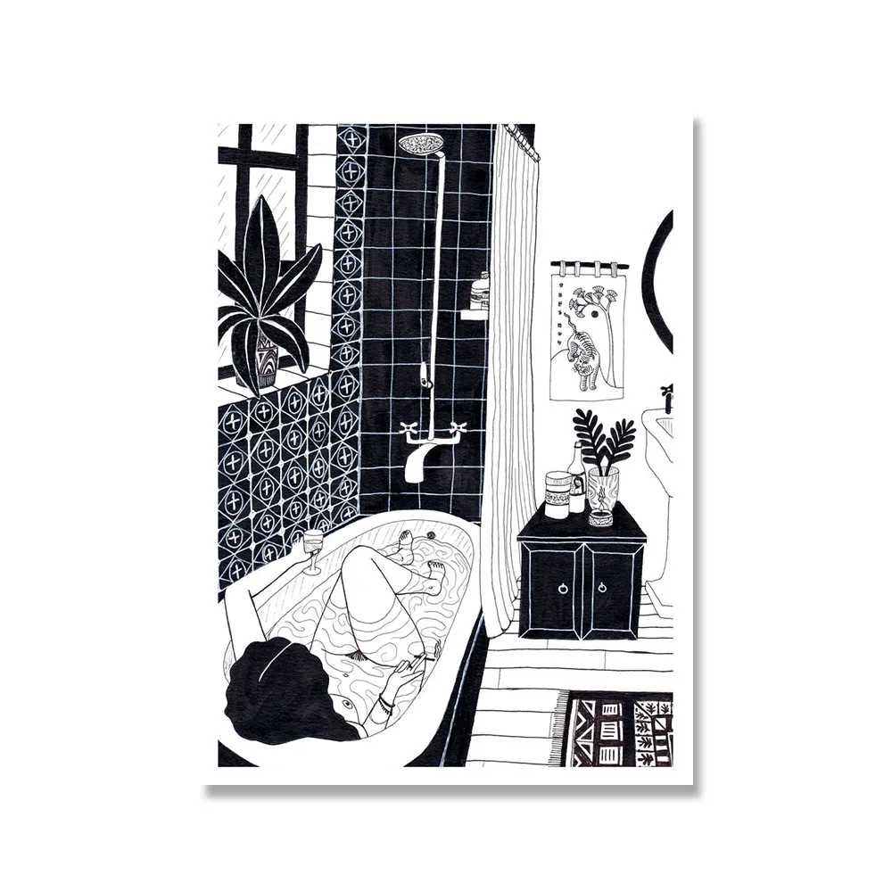 

Nordic Toilet Canvas Wall Art Poster Print Funny Bathroom Quotes Art Painting Black And White Typography Home Decor No Frame